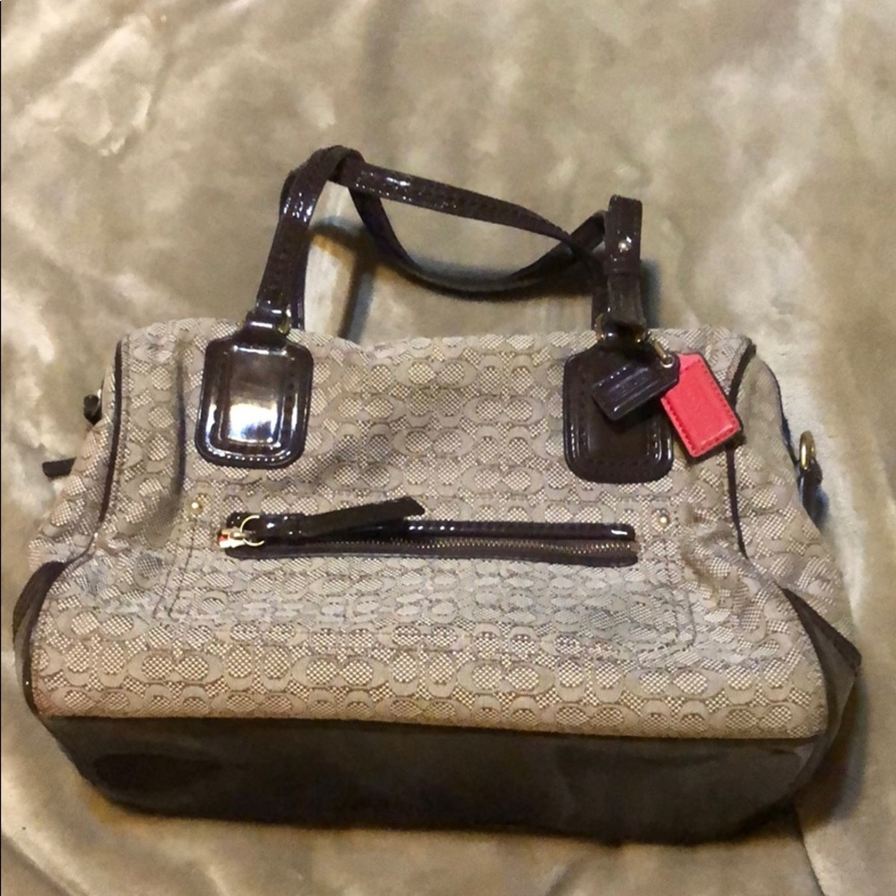 Coach Signature Brown Canvas bag11"L x 6"W x 7.5"H